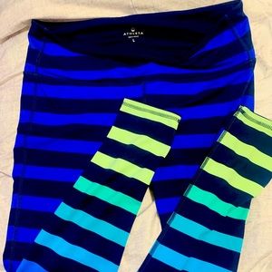 Athleta Rainbow Striped Ombré leggings. Size Large